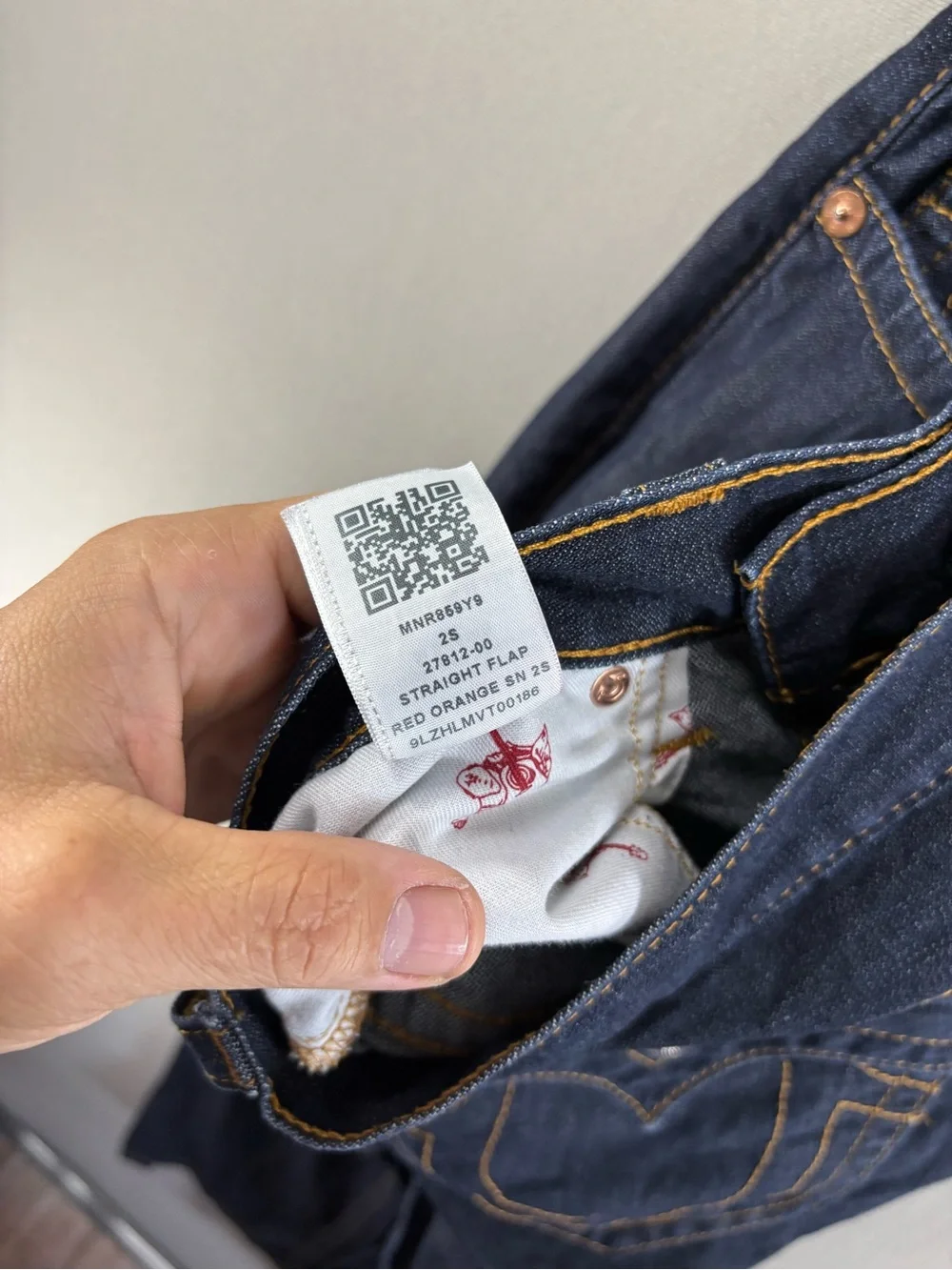 True Religion Men Jeans Straight Sz 34X34 Dark Denim Flip Flap Pockets